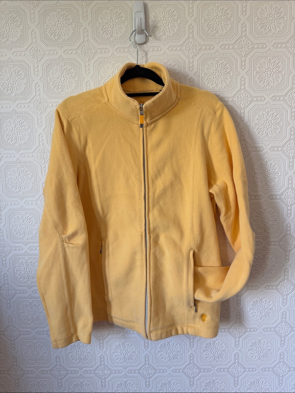 Tommy Bahama Women’s Pale Yellow Full-Zip Sweater Jacket Size L